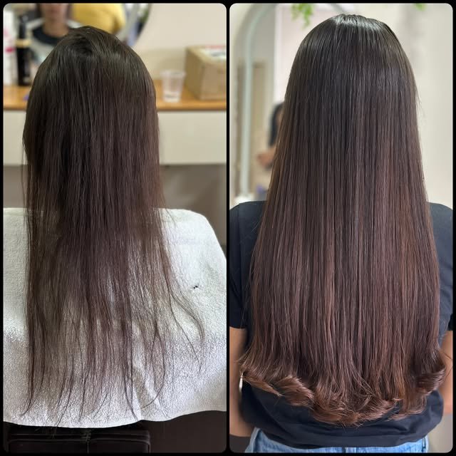 Resultado final de mega hair — cabelo grande e natural